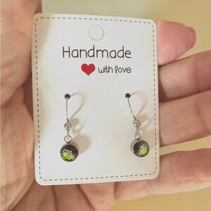 Handmade Silver and Green Earrings